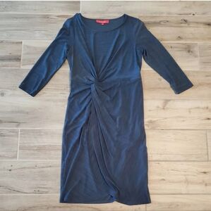 Catherine Malandrino Green Melange Faux Wrap Twist-Knot Detail Sheath Dress Med